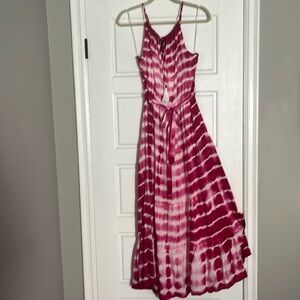 Hot pink tie-dye maxi sundress